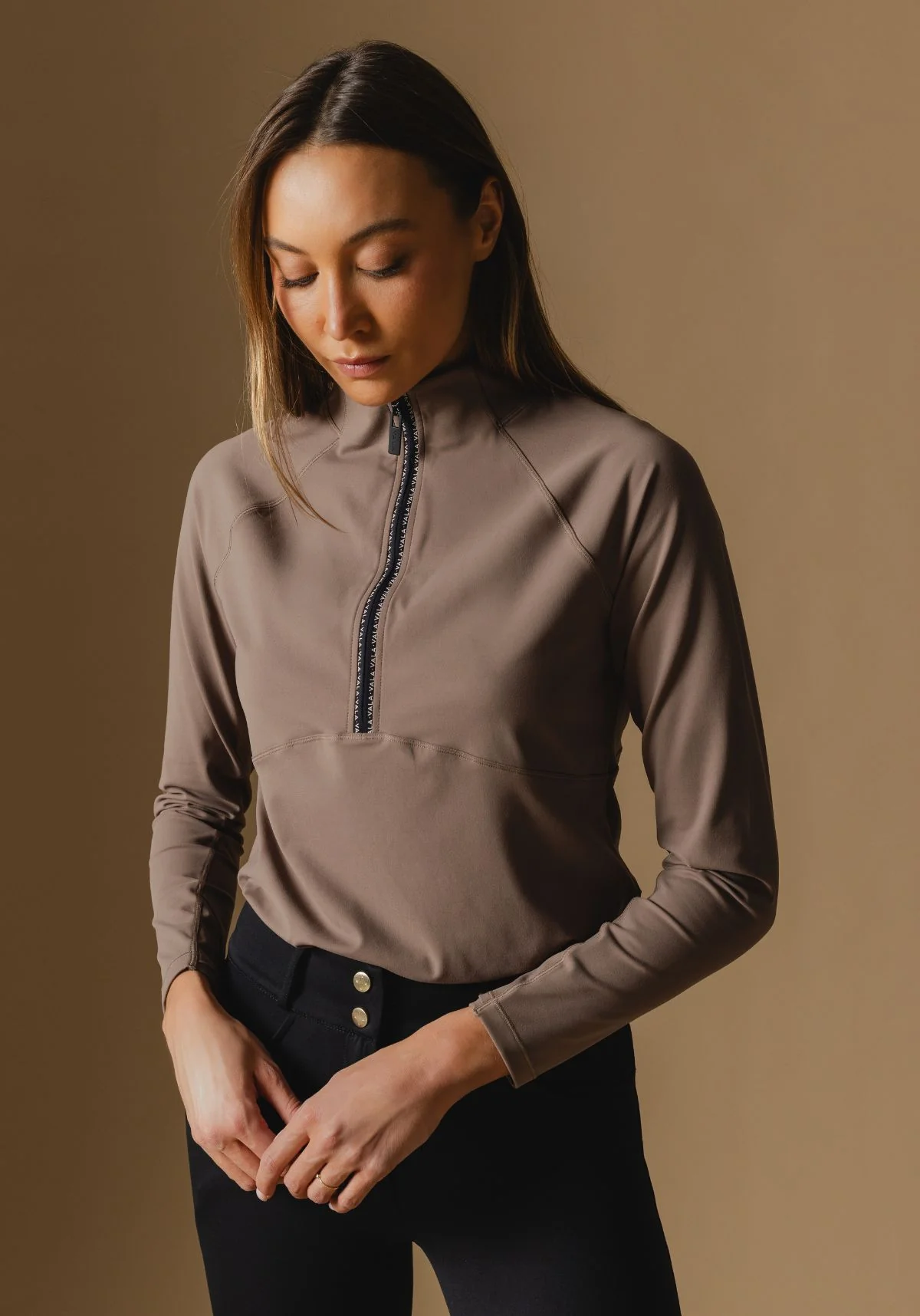 Cloudline 1/2 Zip L/S Top - Taupe - Image 3