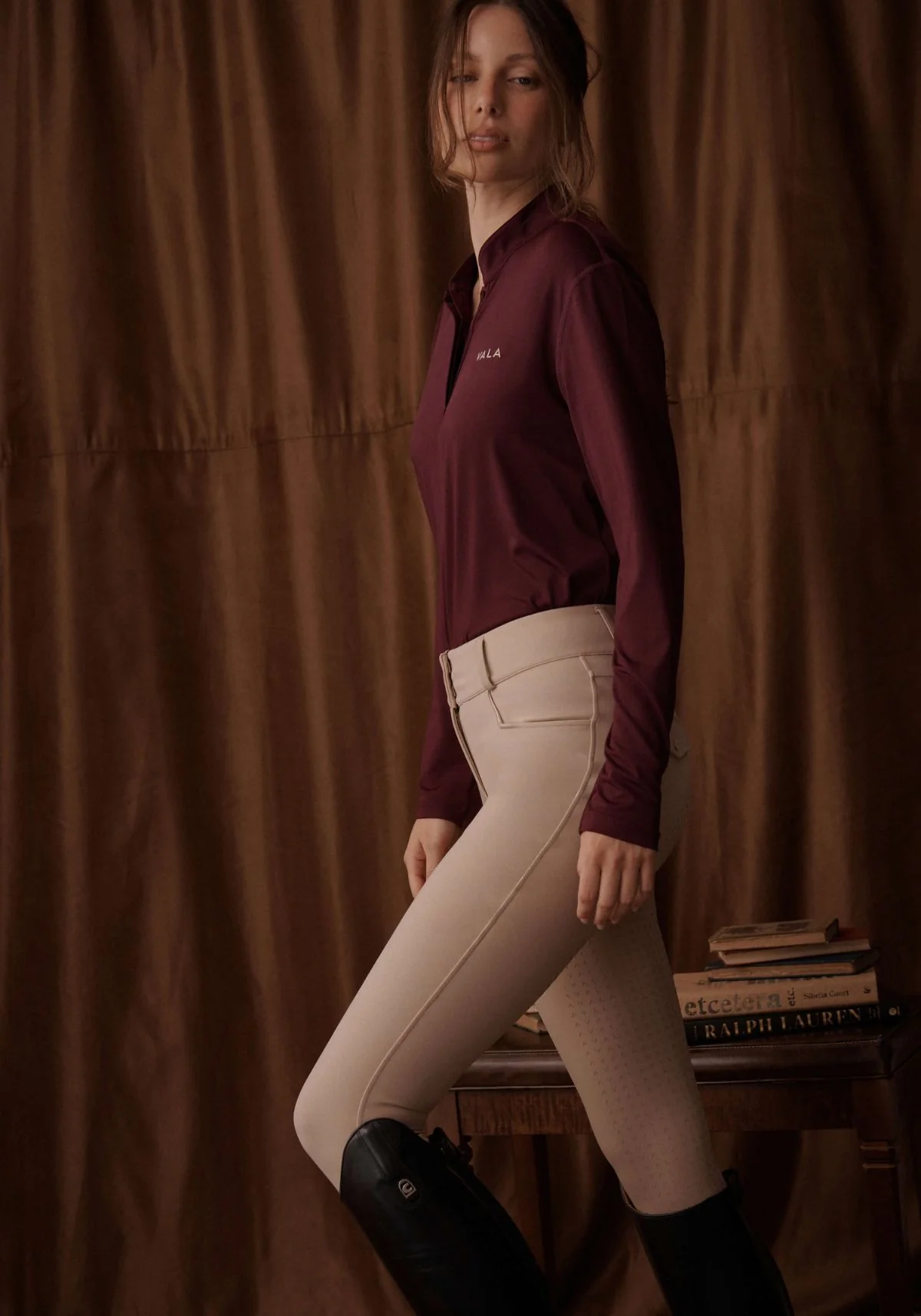 Connected Long Sleeve Polo - Deep Cherry - Image 3
