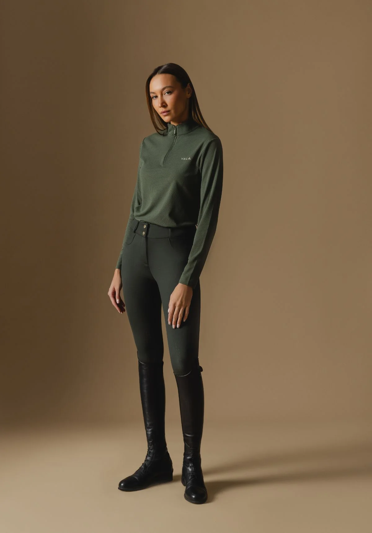 Elsa Mesh L/S Zip - Olive - Image 9
