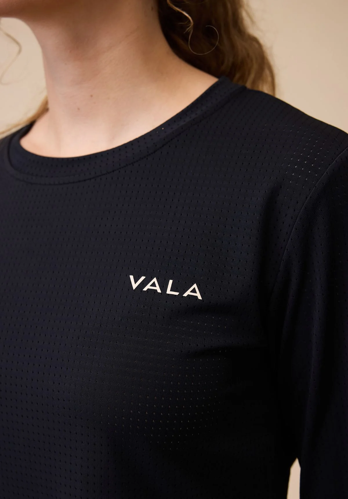 Mesh Long Sleeve Tee - Black - Image 3