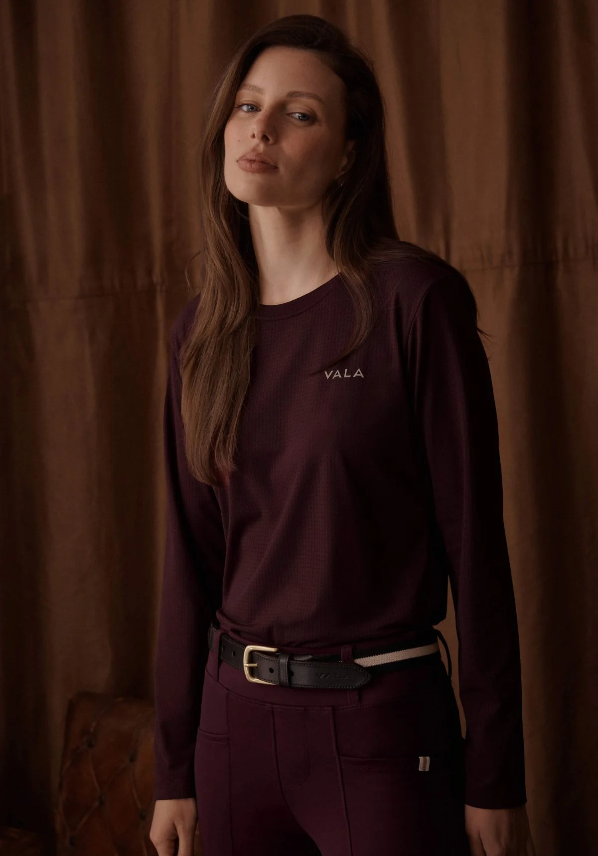 Mesh Long Sleeve Tee - Deep Cherry