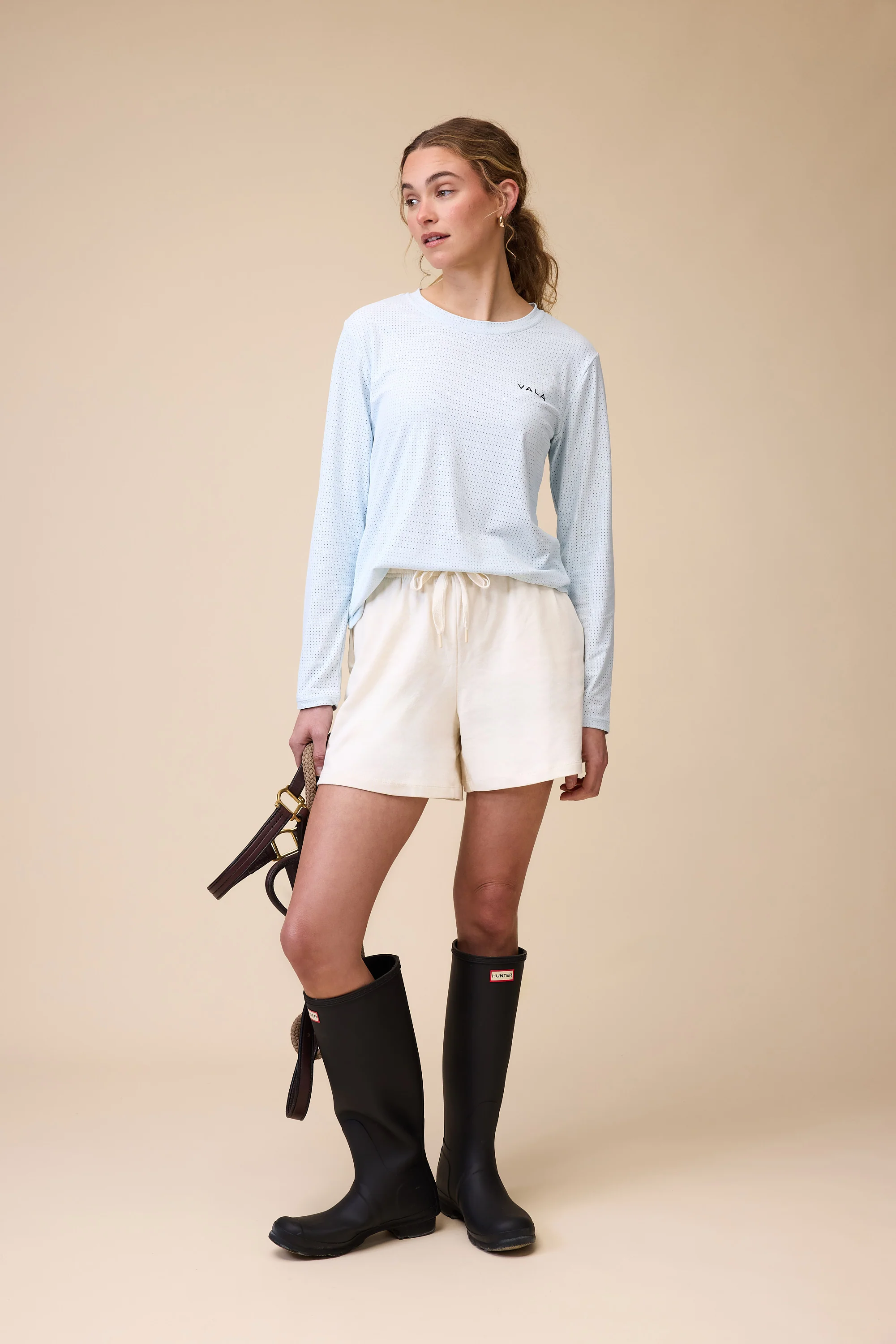Mesh Long Sleeve Tee - Pastel Blue - Image 4
