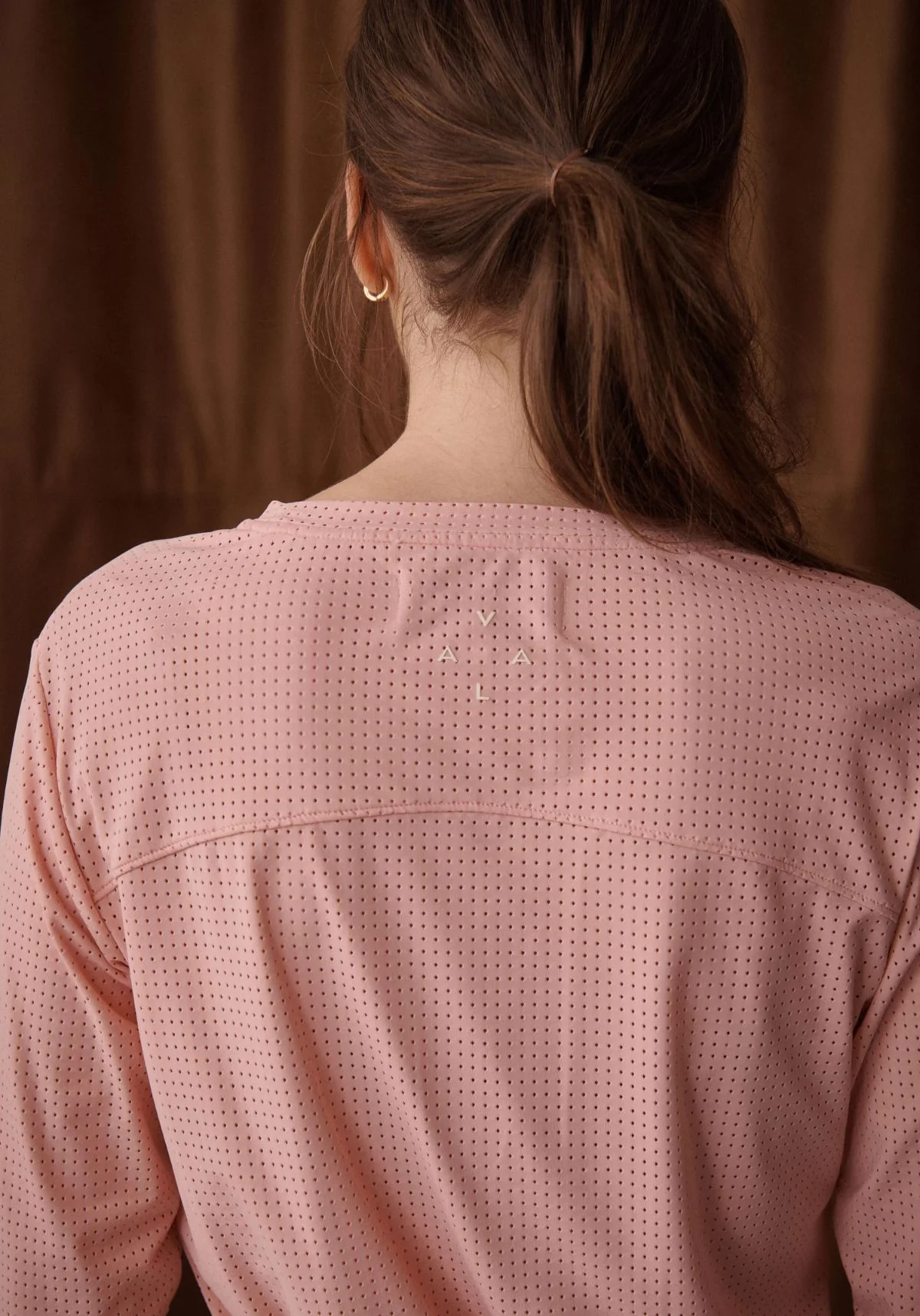 Mesh Long Sleeve Tee - Pastel Pink - Image 3