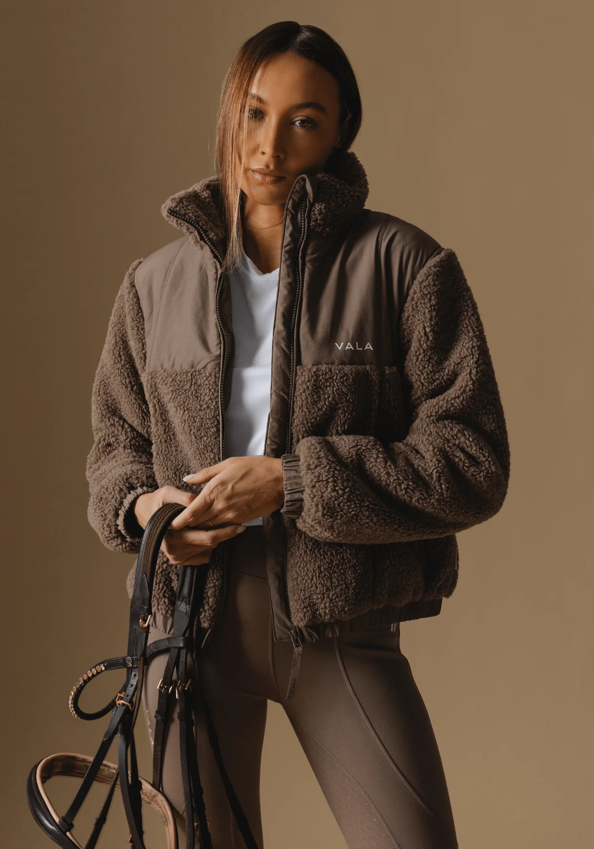 Milla Sherpa Quilted Jacket - Taupe