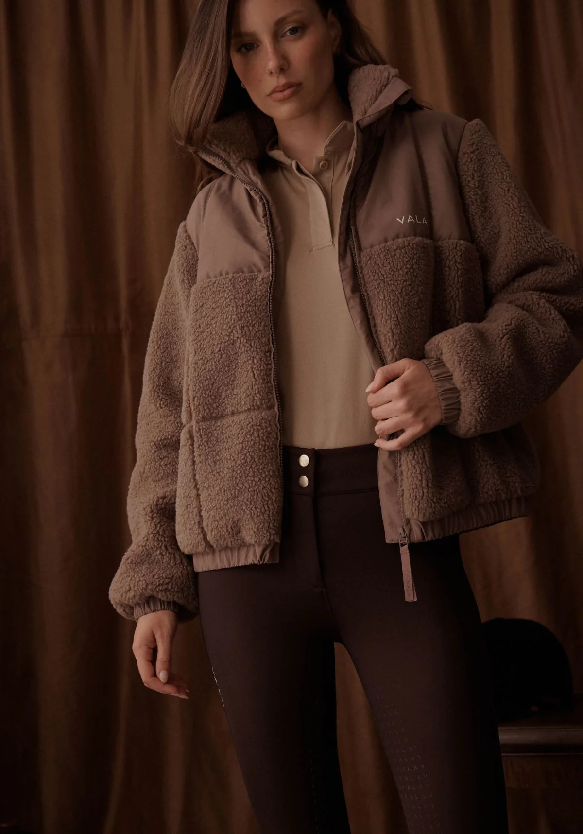 Milla Sherpa Quilted Jacket - Taupe - Image 14