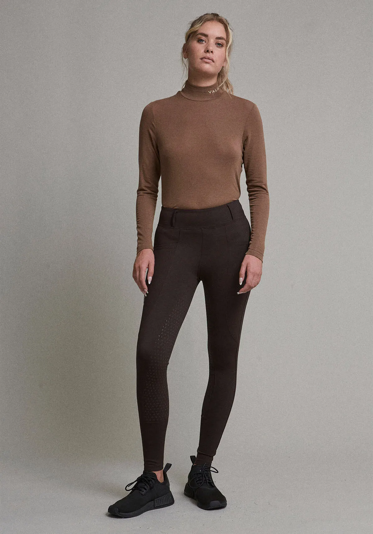 Sculpt And Smooth Riding Breeches - Knee Grip - Bitter Choc