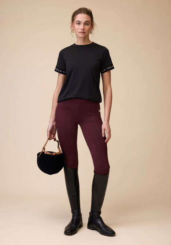 Sculpt And Smooth Riding Breeches - Knee Grip - Deep Cherry