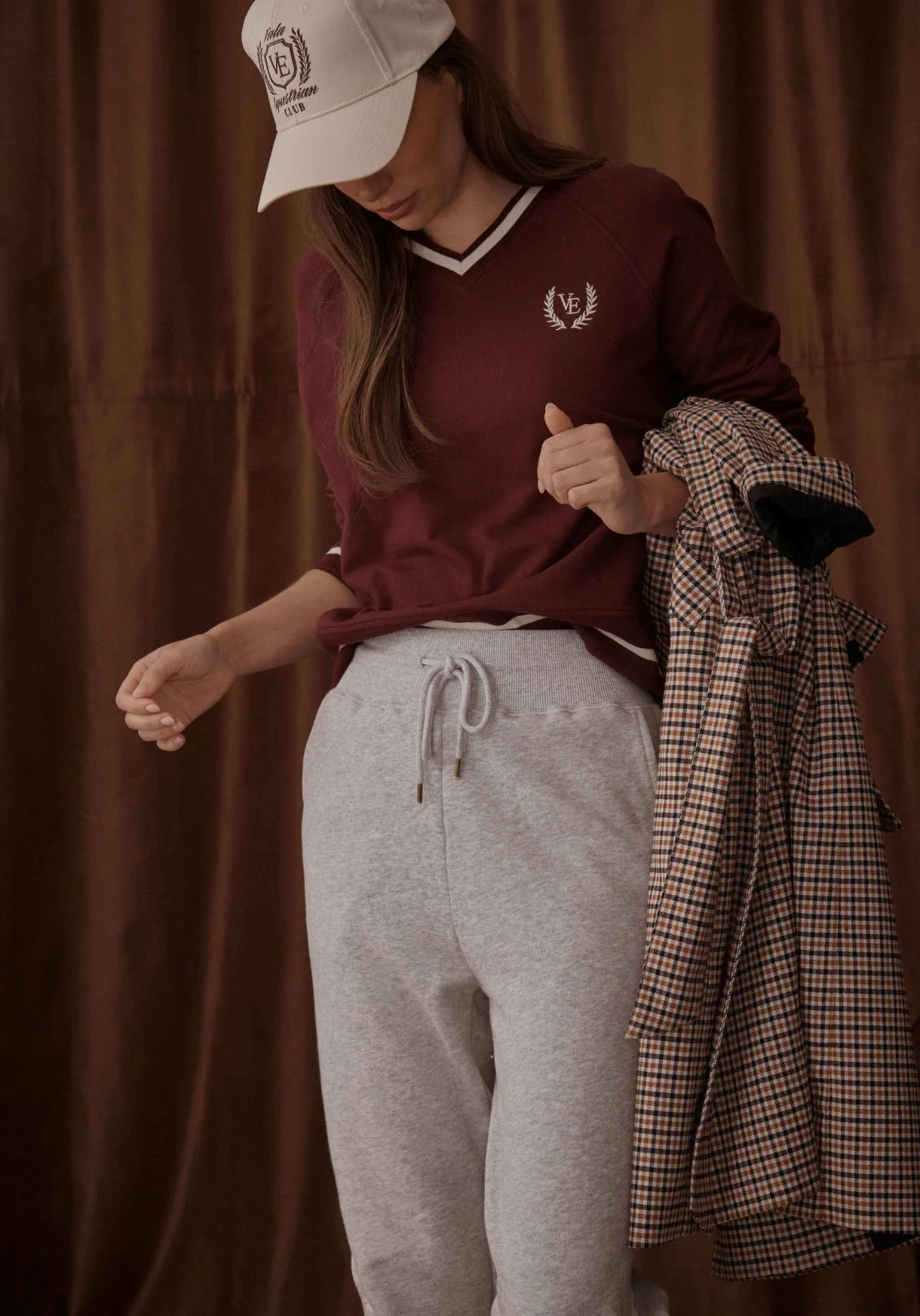 Ascott French Terry V Neck - Deep Cherry - Image 3