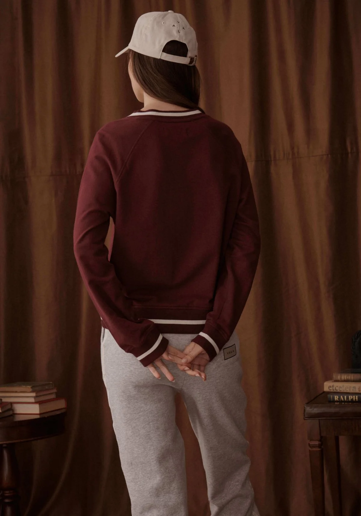 Ascott French Terry V Neck - Deep Cherry - Image 4