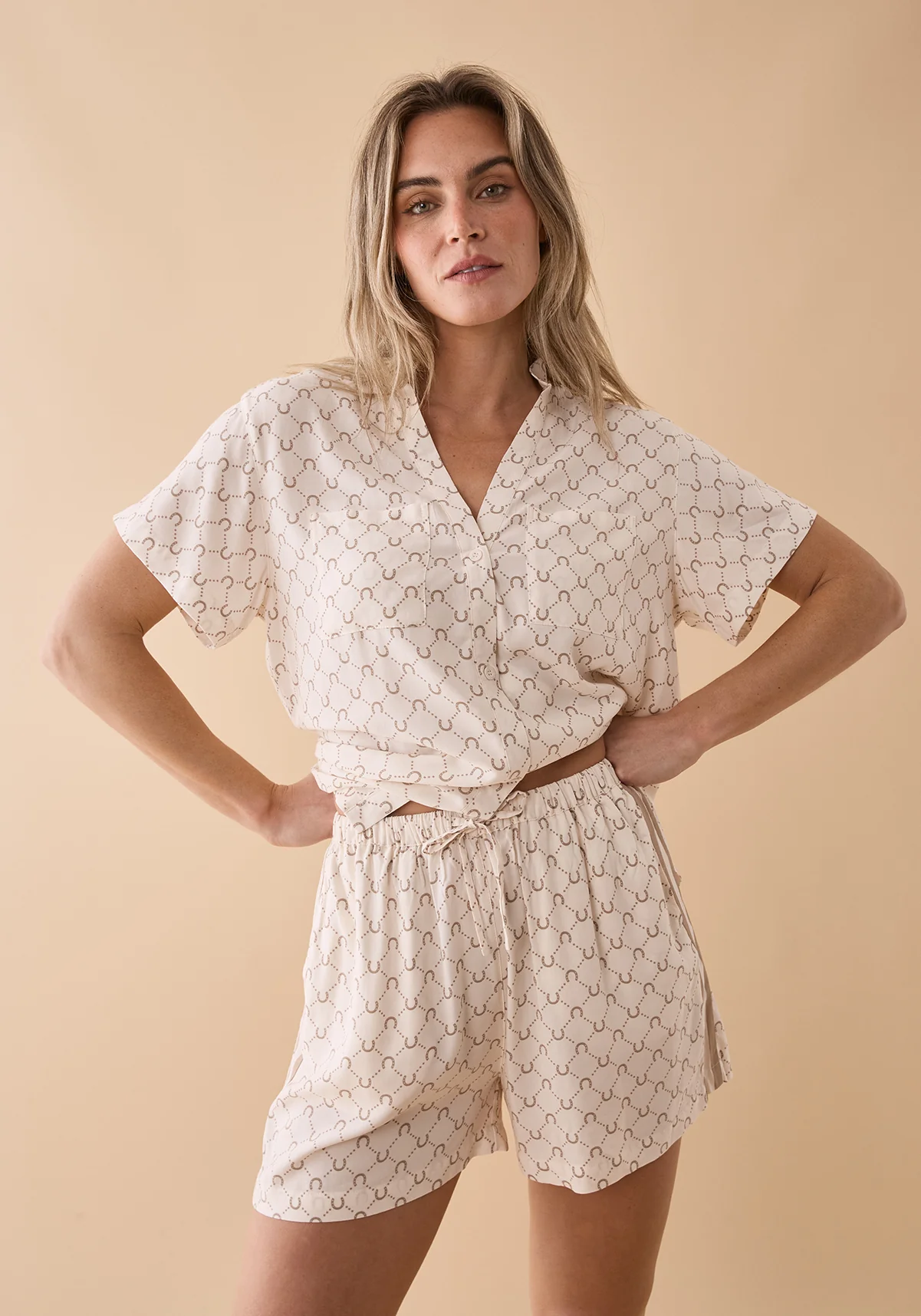 Horseshoe Short Pyjama Set - Cream